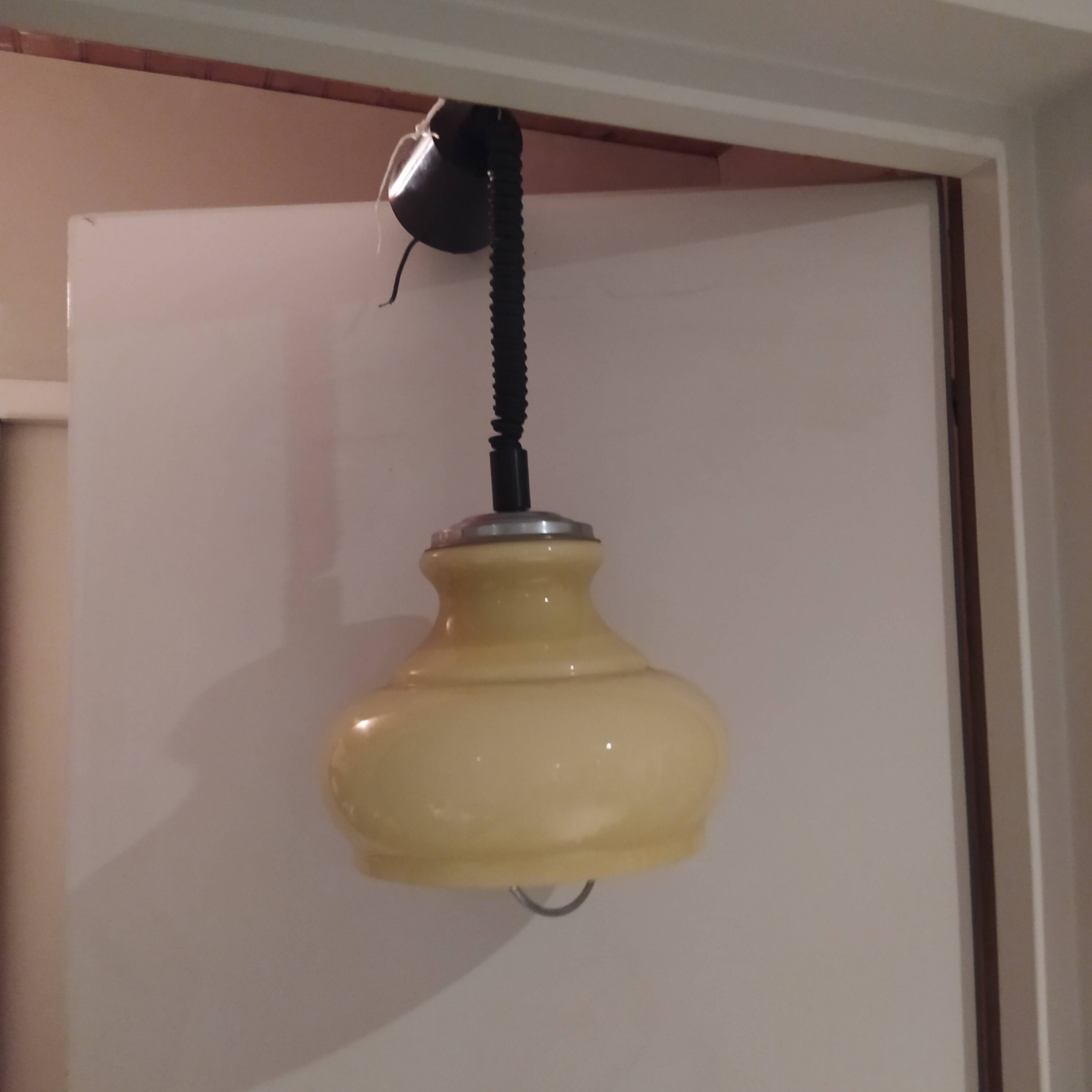 vintage opaline suspension Italy 1970 Rolly system