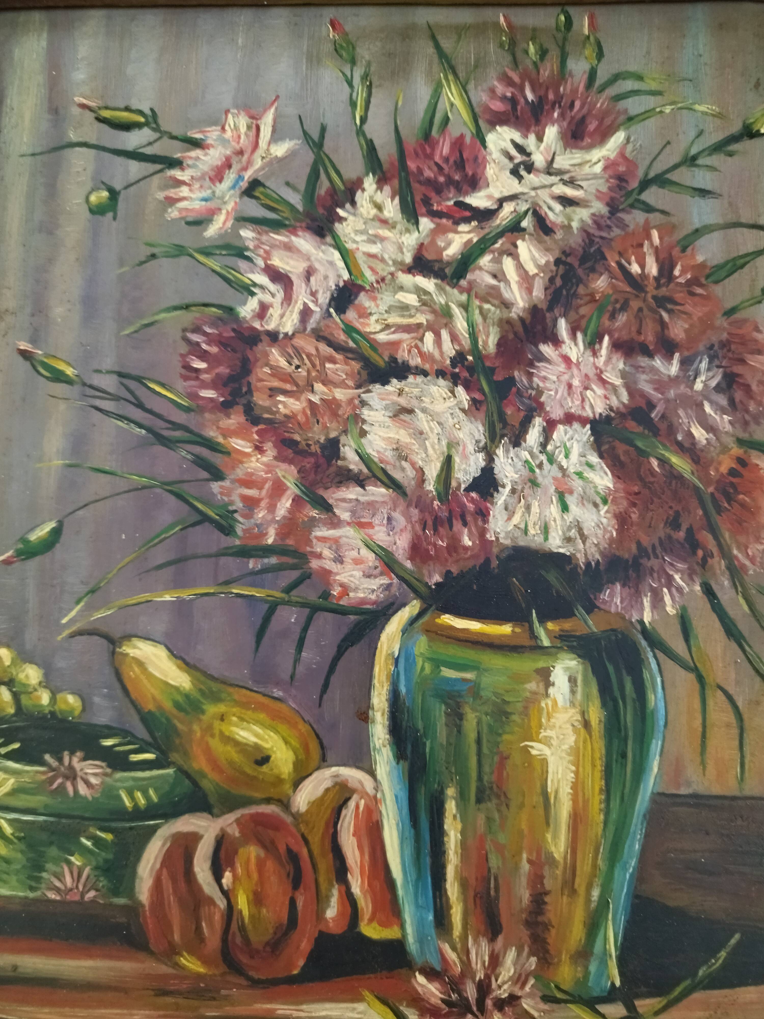 Old painting oil on panel - still life 1947 – signed wehr