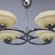 Art Deco chrome chandelier with cream opaline shades, Czechoslovakia, 1940s
