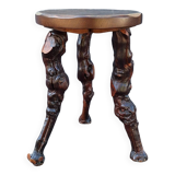 Tabouret brutaliste en bois
