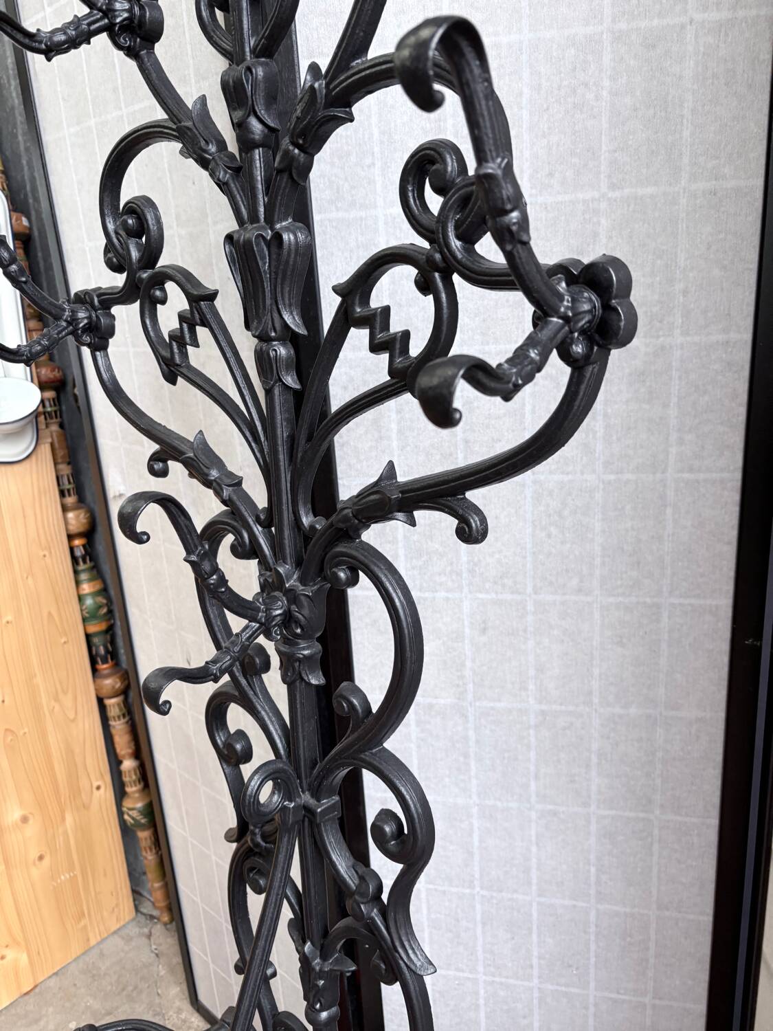 Art Nouveau cast iron coat rack