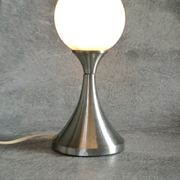Brushed stainless steel and glass lamp from the 70s