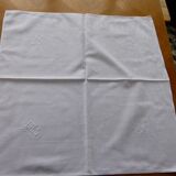 8 large napkins, white damasks, monogrammed, antique embroidery