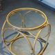 Table basse en rotin, bambou et verre, Design Space Age Vintage