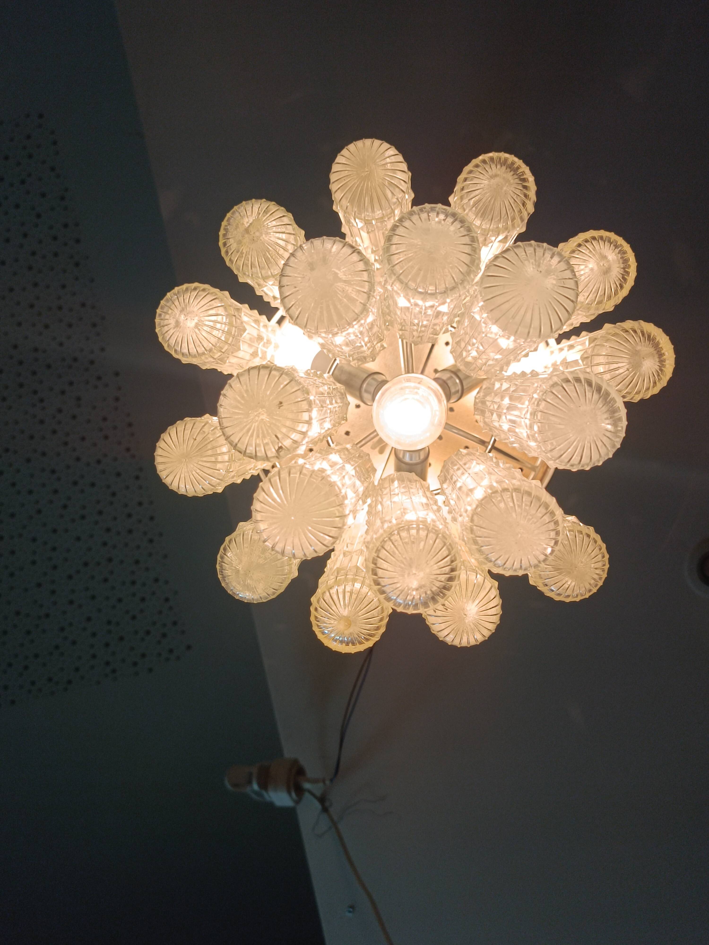Chandelier and wall lights in Murano glass by Venini 1970s