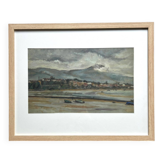 Marine Payage de Bretagne, M.Tassart, huile sur Carton 1964