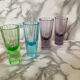 Set of 8 multicoloured liqueur/shooters - Art Deco style (MCM)