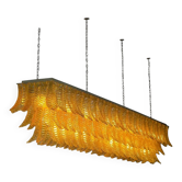 Monumental Rectangular Amber “Felci” Murano Glass Chandelier
