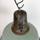 Industrial Petrol Enamel Factory Lamp with Cast Iron Top, 1960s