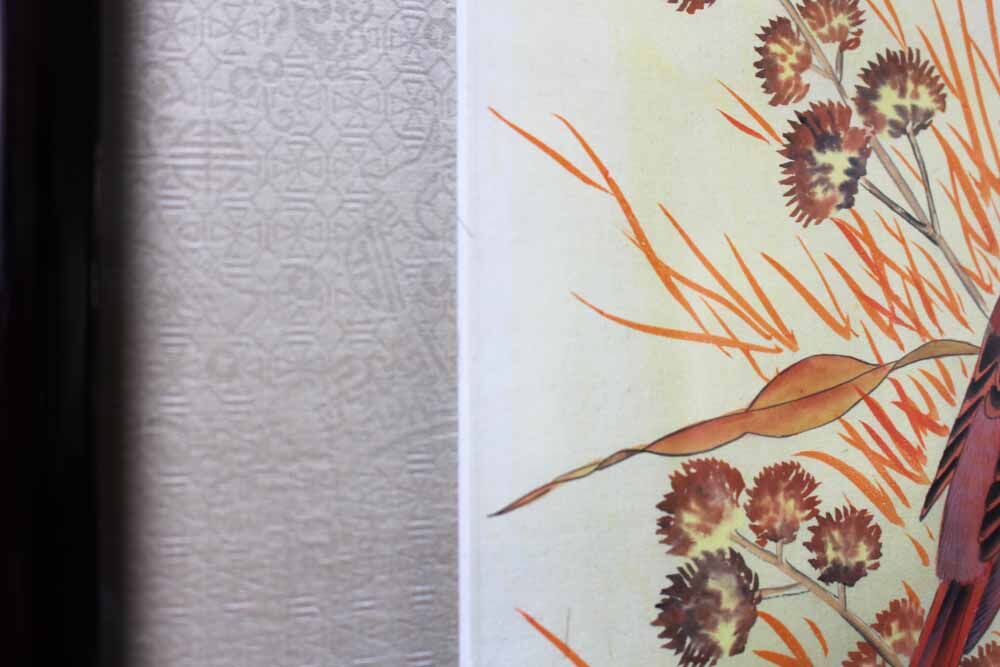 Antique asian painting on rice paper in high quality wood frames, c 1910s