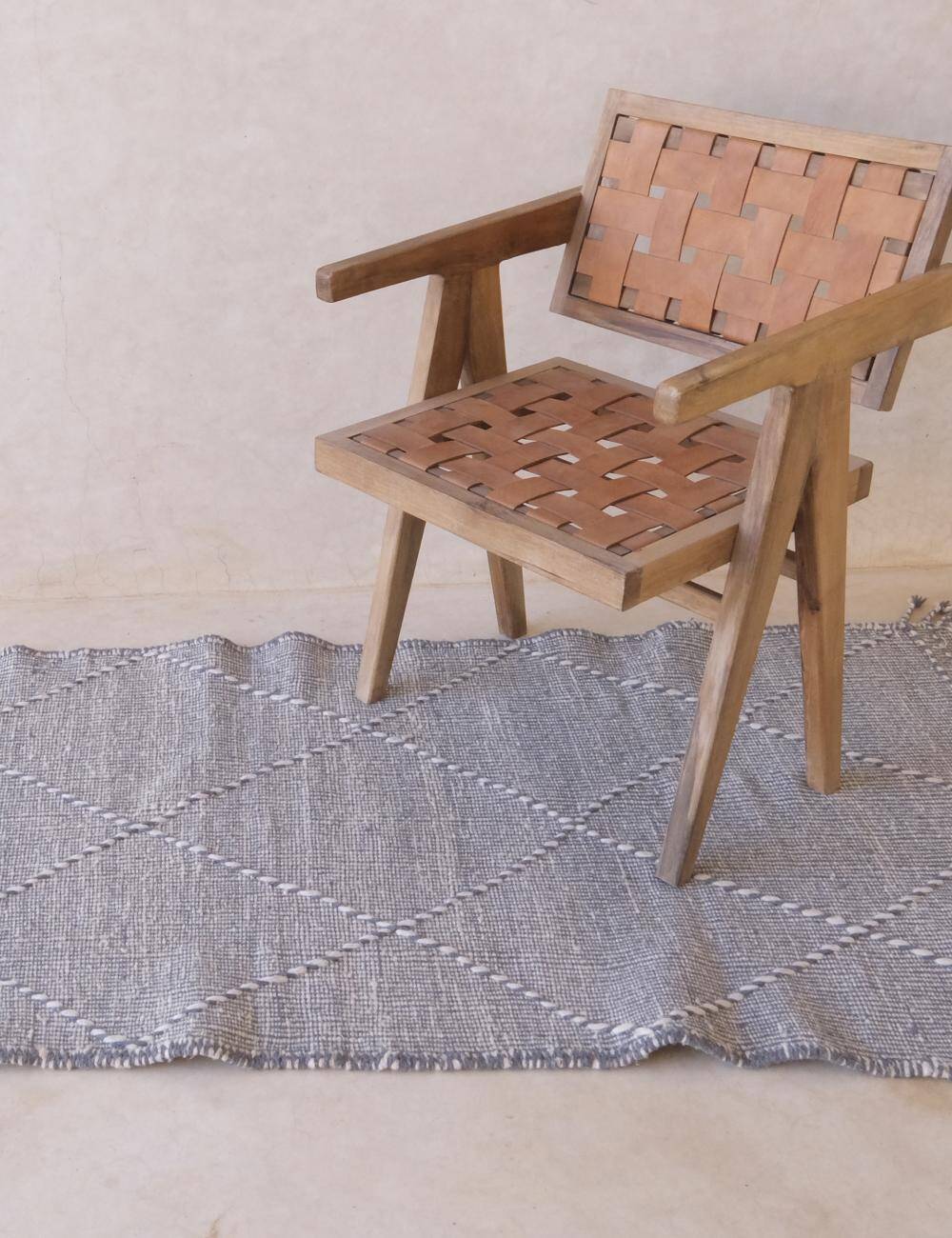 Gray Kilim Rug - 210 x 87 cm