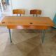 Bureau d’écolier vintage en bois et métal - Bureau double
