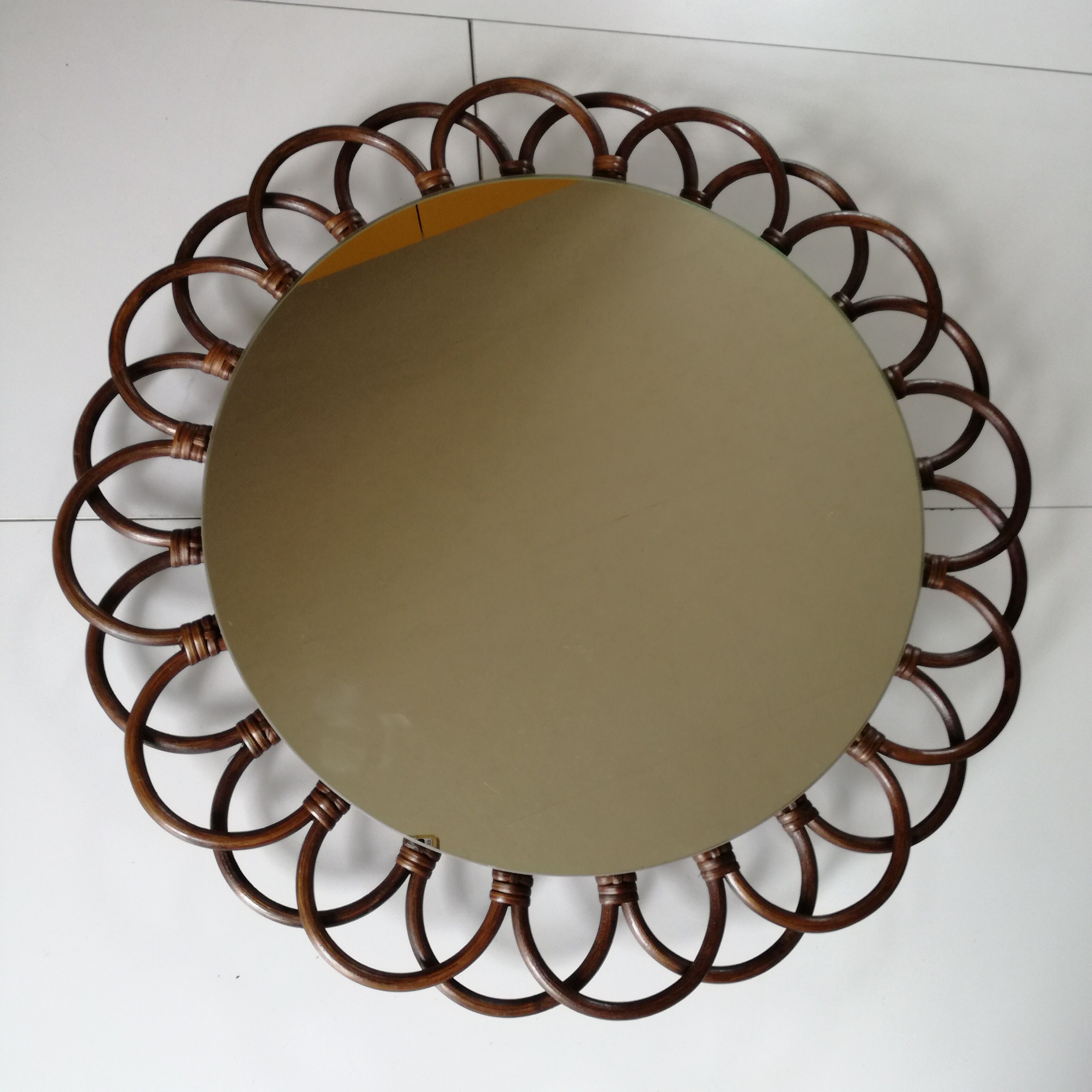 Rattan round mirror - $54