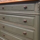 Old olive green oak chest of drawers