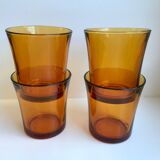 Set of 4 amber glasses 70s