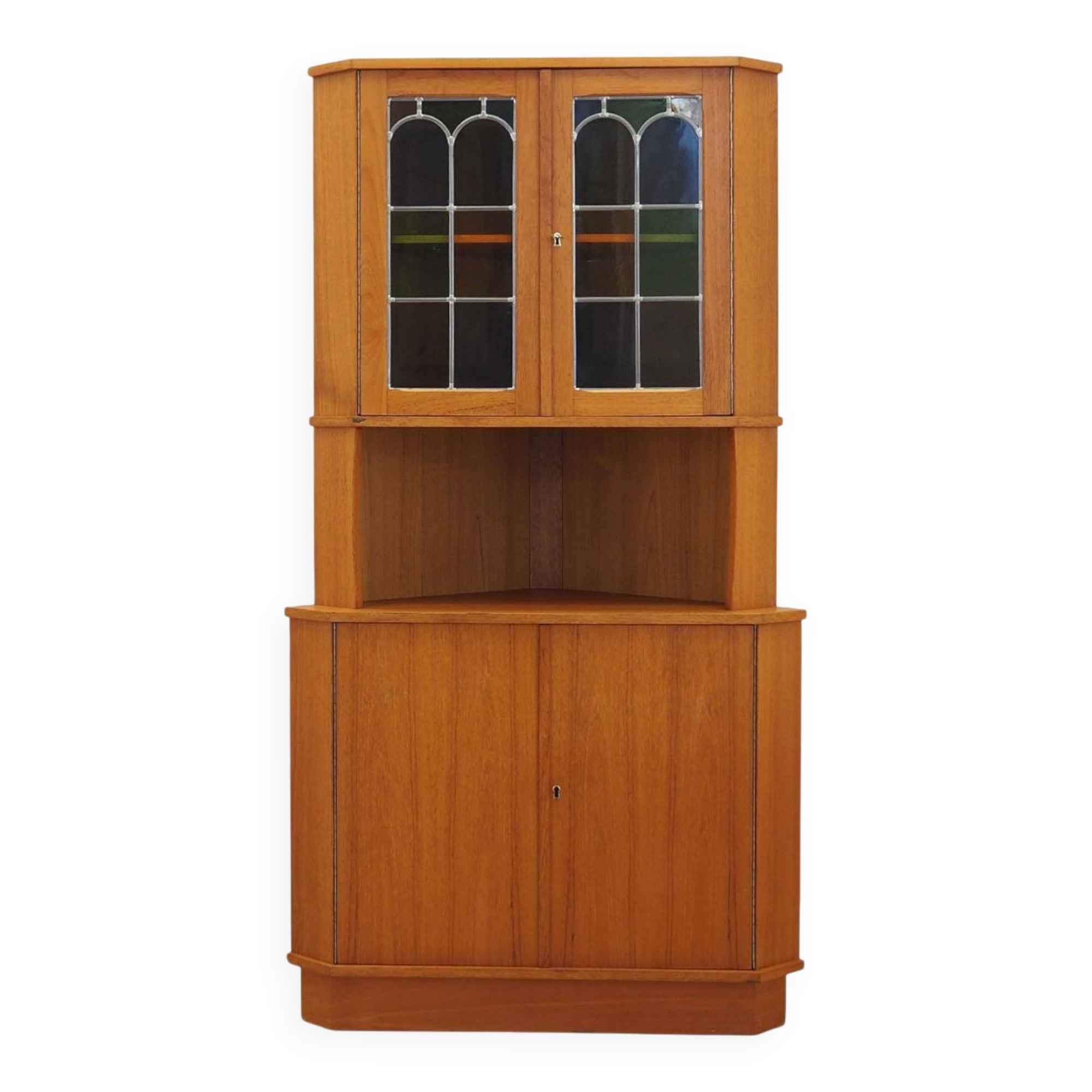 Teak corner display cabinet, Denmark, 1960s