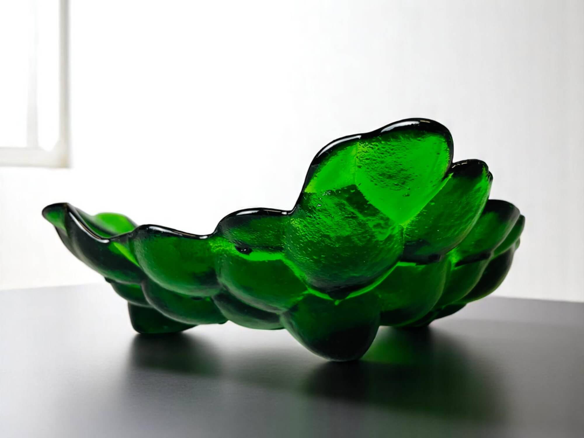 Green depression glass grape shaped vase