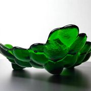 Green depression glass grape shaped vase