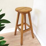 Tabouret de bar yougoslave en chêne, années 1980