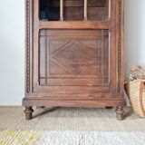 Old glass-fronted library in solid wood