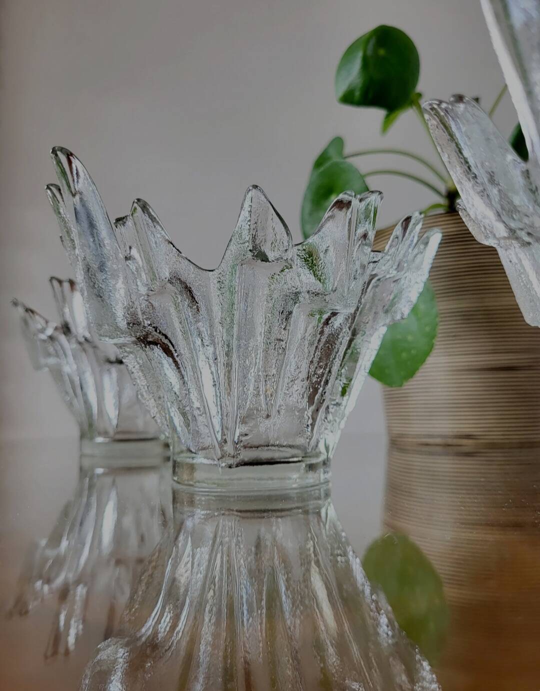 Glazen schaaltjes set van 3 model Noorderlicht of Revontulet Tauno Wirkkala