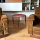 Paire de fauteuils vintage en velours et palissandre