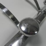 Aluminum vintage wall coat rack with 5 hooks, 1950s
