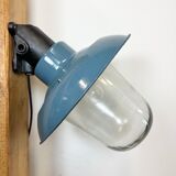 Industrial Blue Painted Factory Lamp Wall Light from Elektrosvit, 1960s