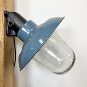 Industrial Blue Painted Factory Lamp Wall Light from Elektrosvit, 1960s