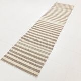 Brown & Beige Striped Turkish Runner Rug, 78x330Cm