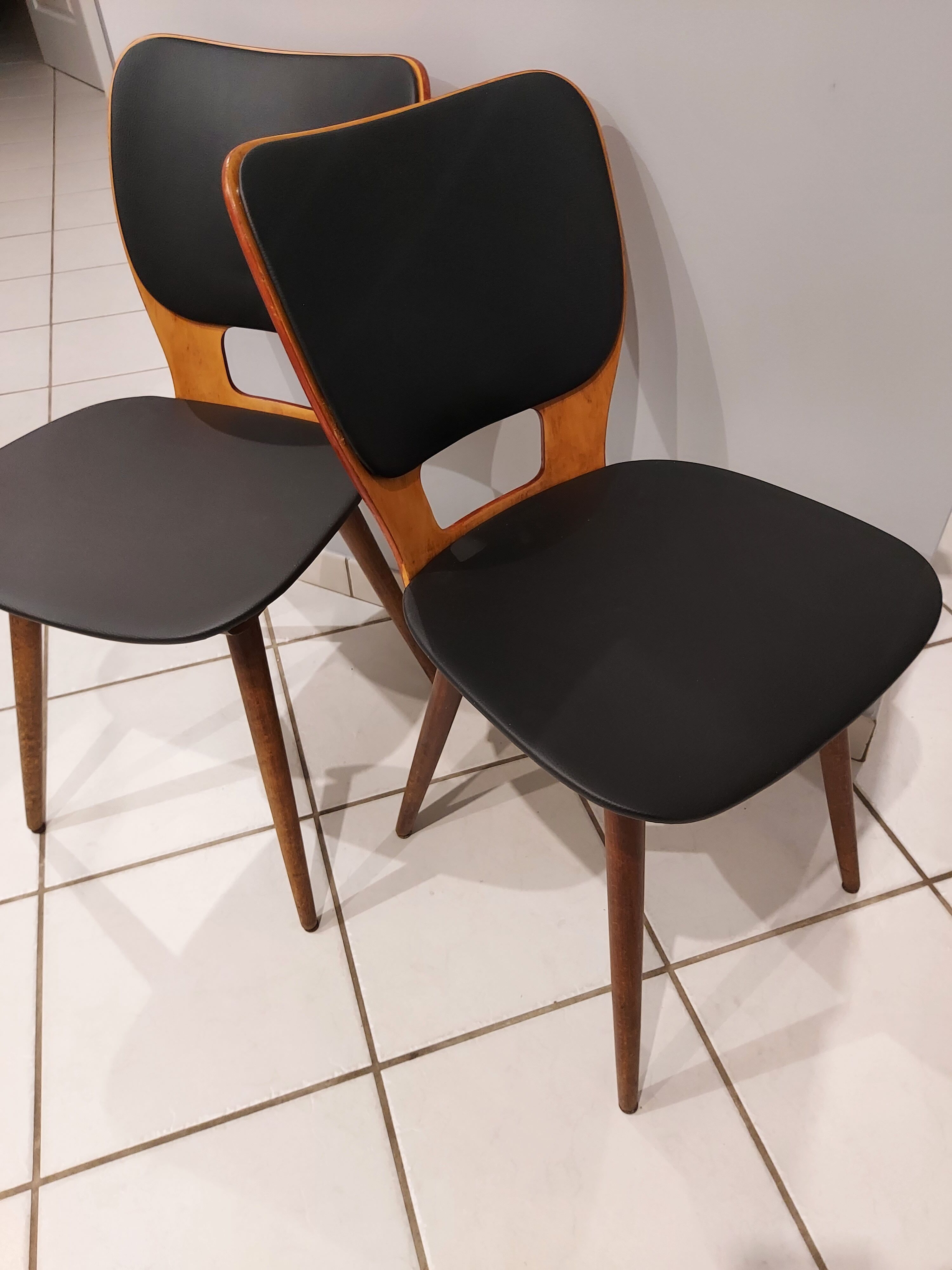 Pair of Bistrot Baumann chairs for Max bill vintage 1960