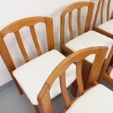 Set of 6 vintage chairs in elm wood and bouclé fabric from the 70s