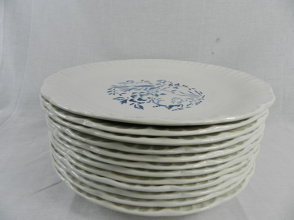 Set of 12 plates decorations bird sarreguemines years 40