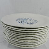 Set of 12 plates decorations bird sarreguemines years 40