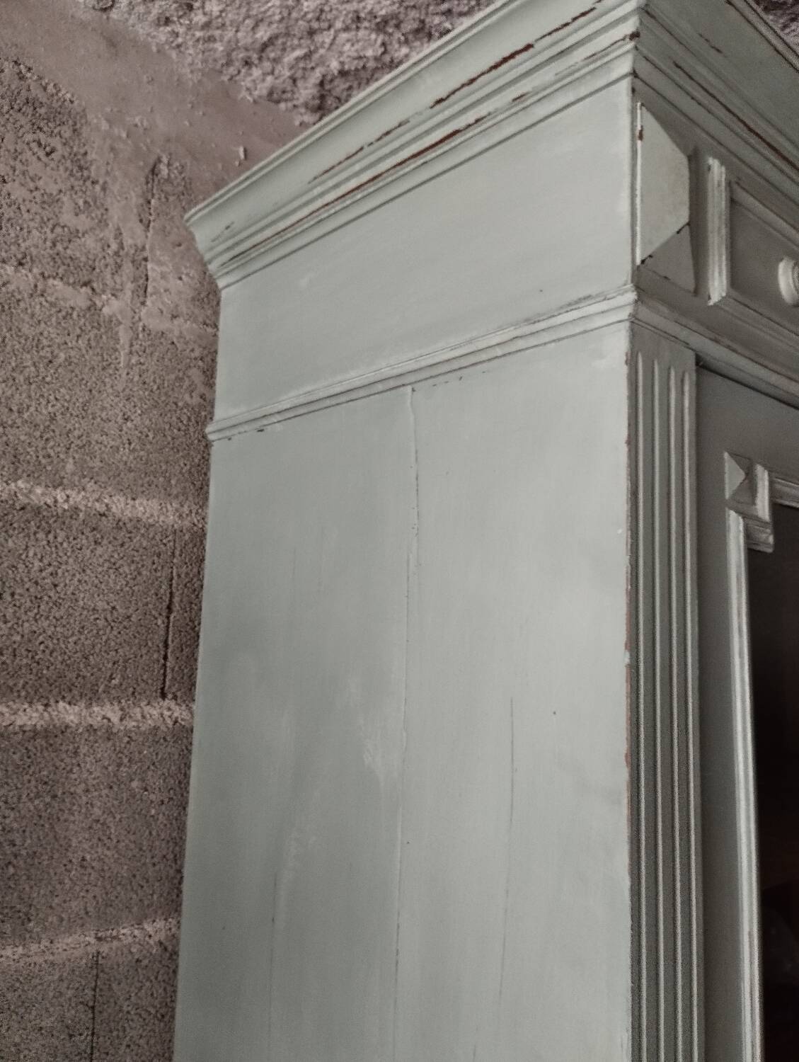 Old 2-door bookcase with chalk paint blue patina