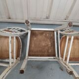 4 patinated white bistro chairs