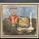 Original Mid Century Swedish Oil On Panel – “Still Life” By Ms – Vintage & Framed 66 × 61 Cm (26" × 24")