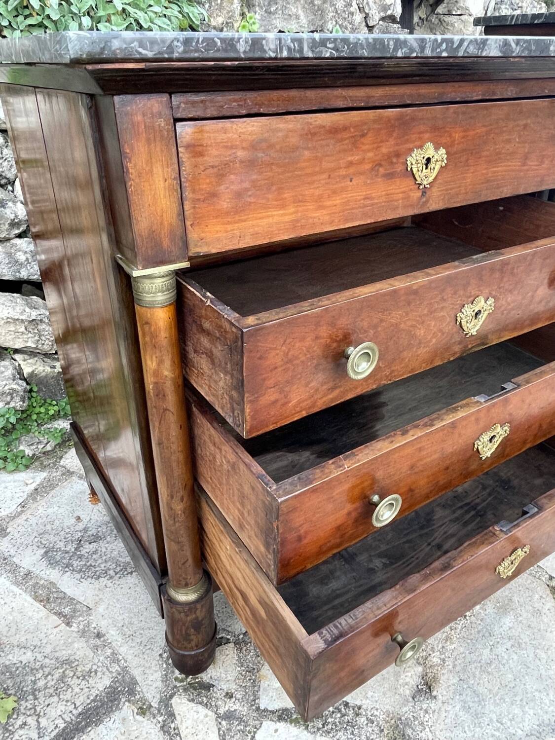 Small empire style mahogany chest of drawers