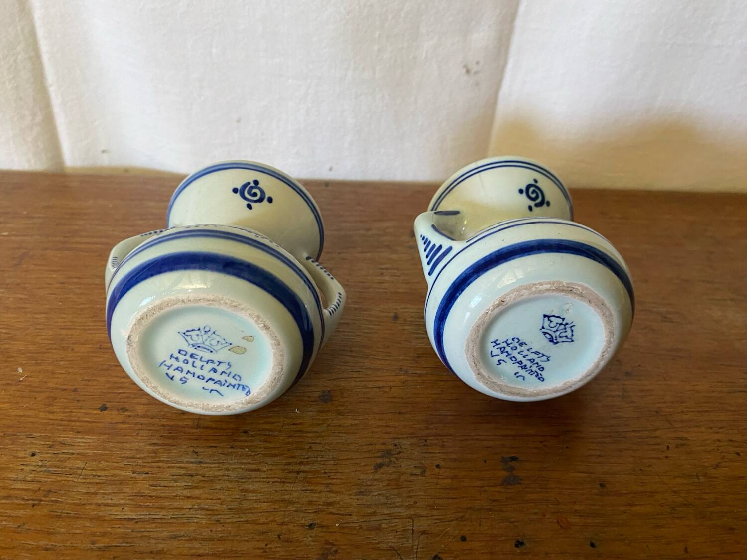 Pair of Antique DELFT White Porcelain Vases with Blue Decor Vintage