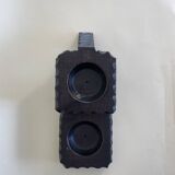 Brutalist Carved Wood Candle Holder