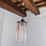 Poliarte chandelier by polished albano, pink and transparent murano glass, italy, 1970