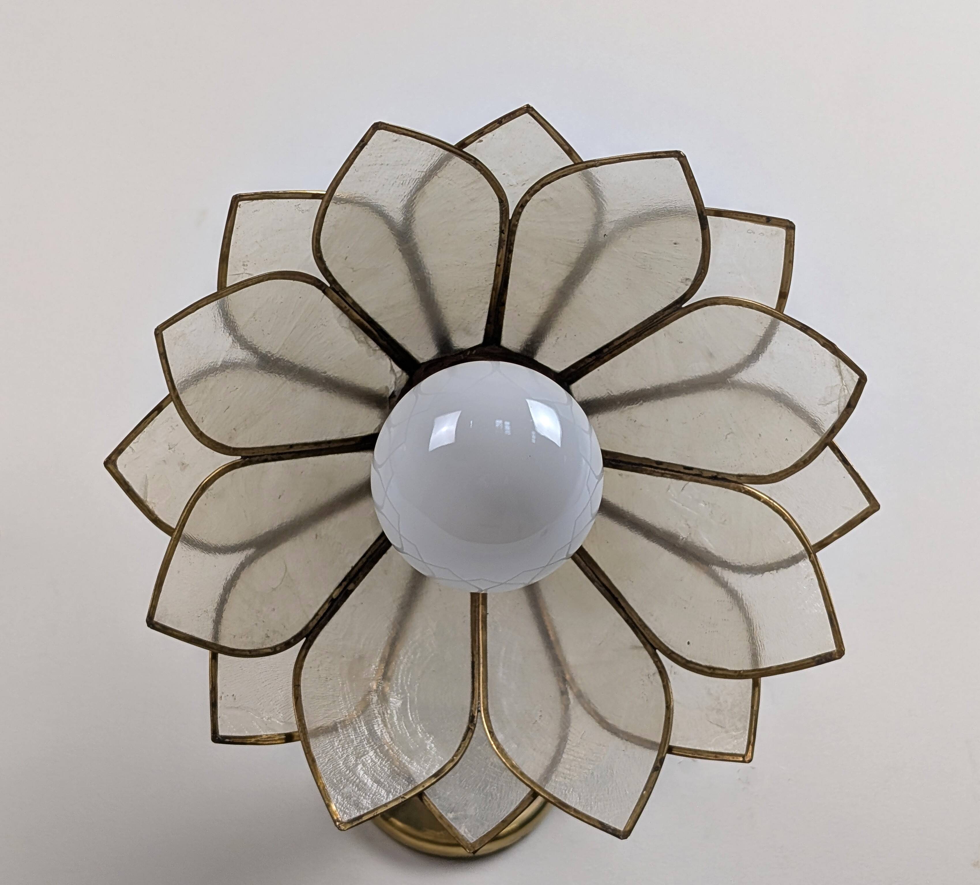 Paire appliques fleurs en nacre