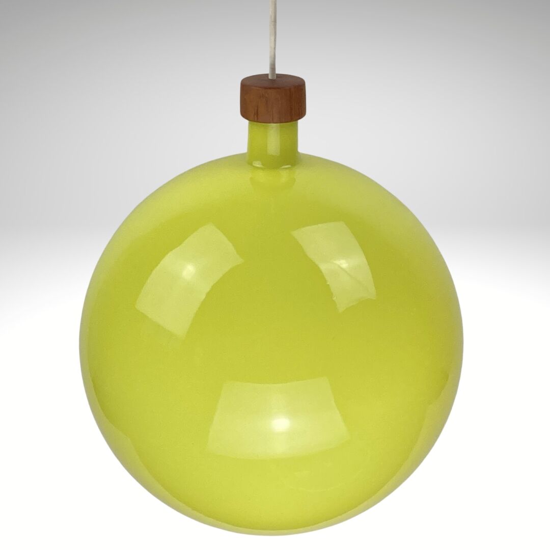 Cascade glass and teak lamp by Uno & Östen Kristiansson for Luxus, Sweden 1960s