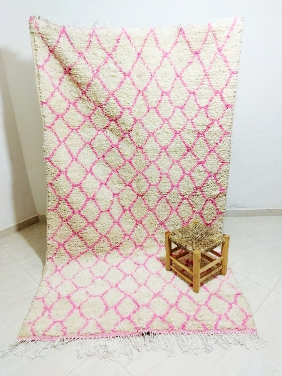 handmade neon pink Berber carpet 233 x 135 Cm