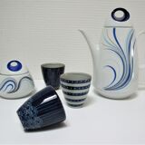 coffee maker and sugar porcelain blue décor design Bareuther 70s