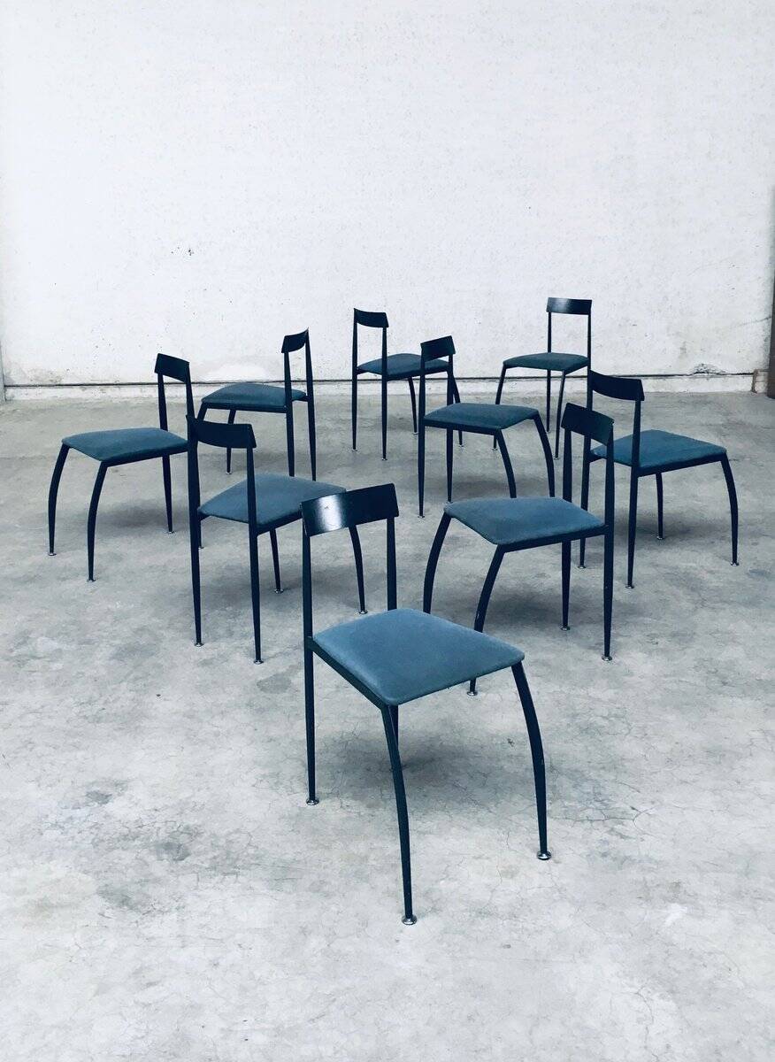 Postmodern Lolly Dining Chair Set from Fly Line, Italy, 1980s, Set of 9