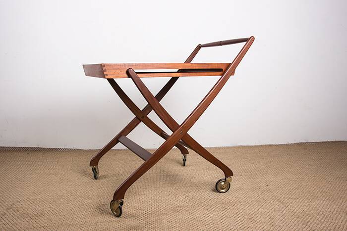 Danish folding teak rolling table, Svend Aage Madsen/Illums Bolhigus.