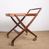 Danish folding teak rolling table, Svend Aage Madsen/Illums Bolhigus.