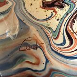 Glazed ceramic plate signed