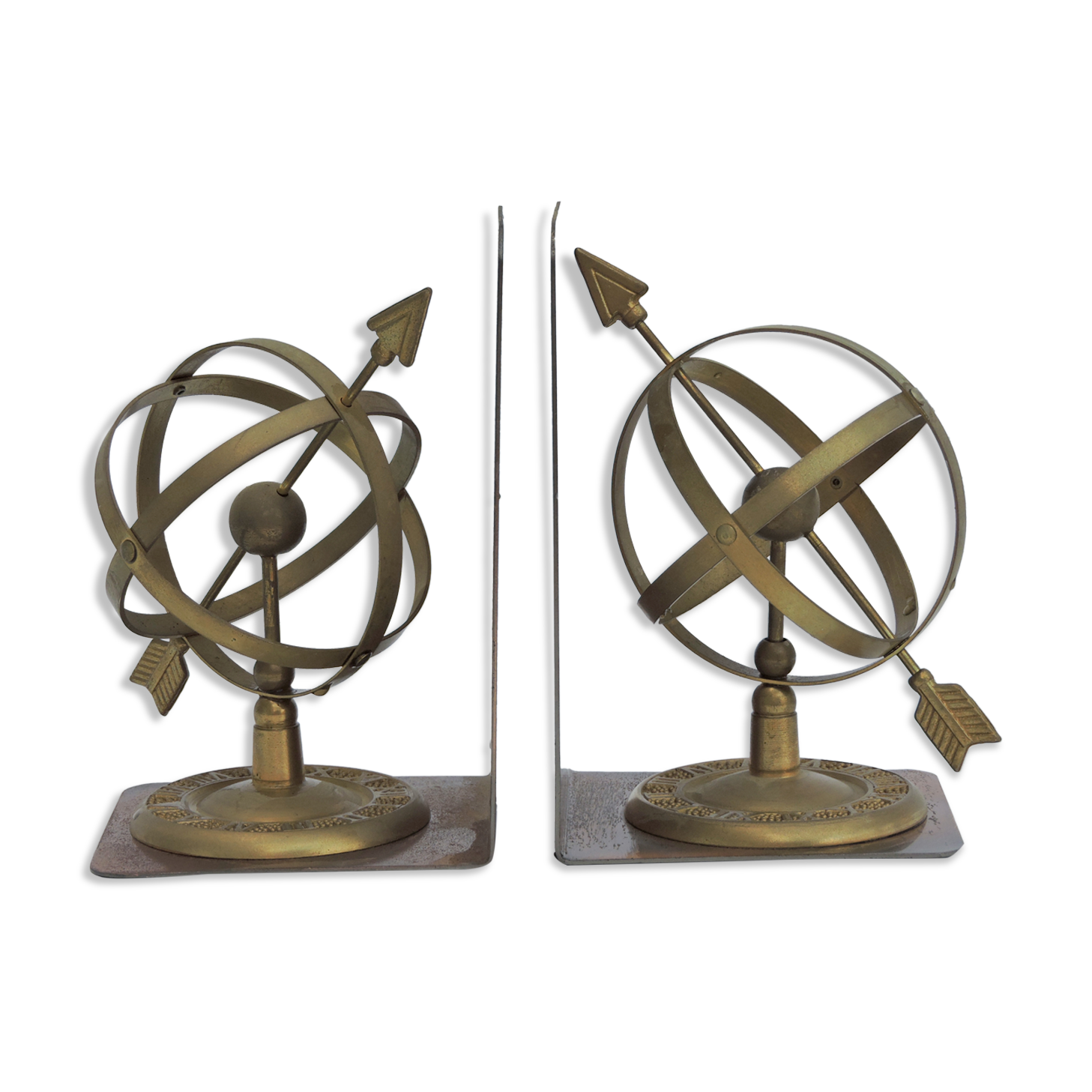 Pair of greenhouse book Astrolabe Sphere Armillary brass 1970